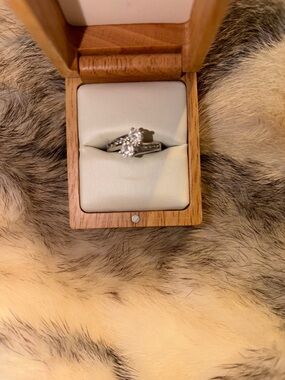 Classic Clear Stone Bridal Ring Set in sterling silver with cubic zirconia